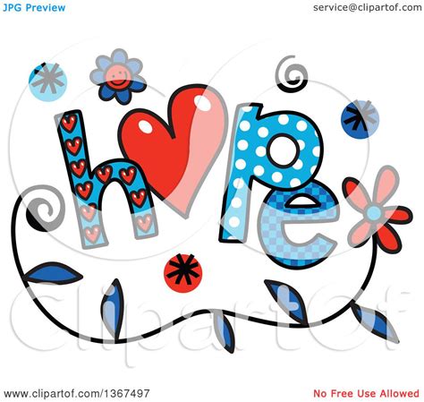 Clipart of Colorful Sketched Hope Word Art - Royalty Free Vector ...