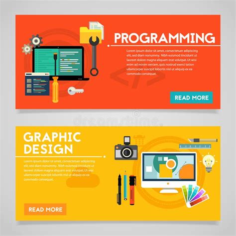 Programming and Graphic Design Concept Banners Stock Vector - Illustration of learning, internet ...