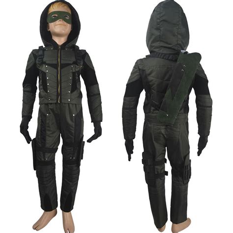 Kids boys Arrow Season 6 Oliver Queen cosplay Halloween costume full set superhero outfit toys X ...