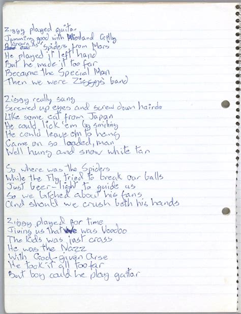 David Bowie’s handwritten lyrics for ‘Ziggy Stardust’ | The Bowie Bible