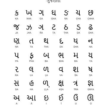 "Gujarati Alphabet Chart Language Learning, White" Sticker for Sale by ...