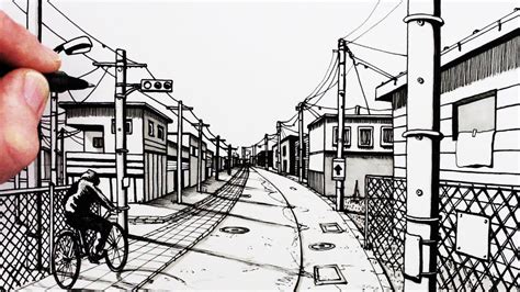 How to Draw a Road: 1-Point Perspective Drawing: Narrated | Perspective drawing, 1 point ...