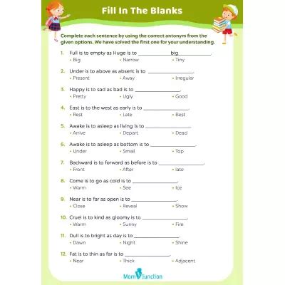 Antonyms Worksheets For Kids - Free & Printable | MomJunction