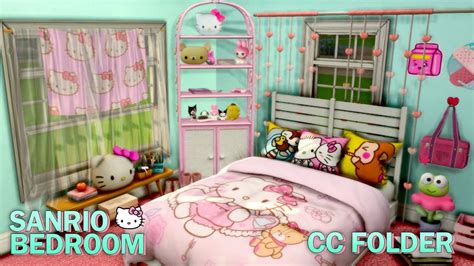 HELLO KITTY SANRIO BEDROOM - CC & ROOM DOWNLOAD | Sims 4 Speed Build - YouTube