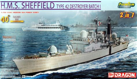 DML7133 1:700 Dragon HMS Sheffield Type 42 Destroyer [Falklands War ...