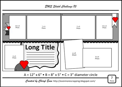 layout sketch.... for 7 photos | Scrapbook layout sketches, Scrapbook ...