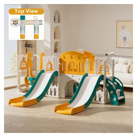 Toddler Swing Slide Set Kids Plastic Slide With Climber,Toddler Play Set With Basketball Hoop ...