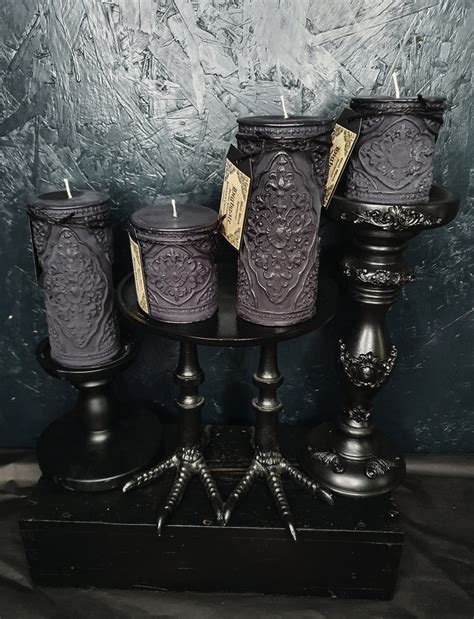 Black Baroque Candle Ornate Gothic Candle Witchy Pillar - Etsy