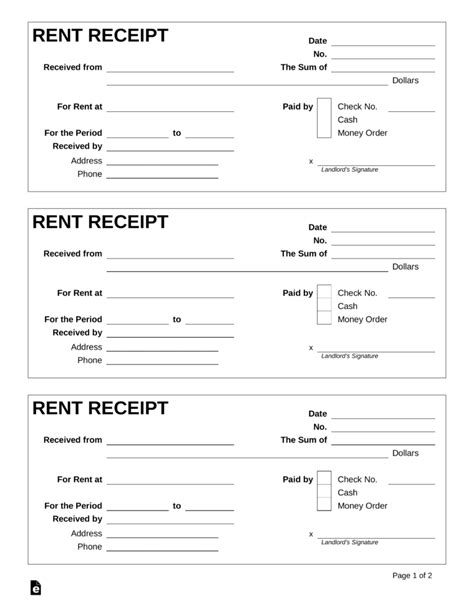 Printable Pdf Rent Receipt Format