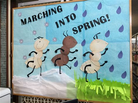 Marching Into Spring library bulletin board | Spring bulletin boards, Spring bulletin, Easter ...