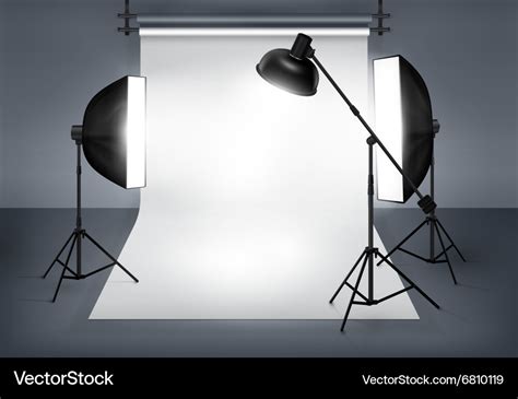 Photo studio with lighting equipment Royalty Free Vector