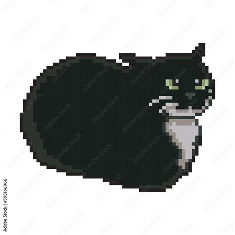 Vektorová grafika „Black and white cat, pixel art meme“ ze služby Stock ...