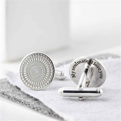 Personalised Engraved Round Sterling Silver Cufflinks - Sally Clay