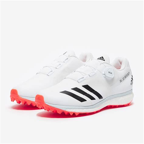 adidas 22YDS Boost Cricket Spikes - White/ Red - Mens Shoes