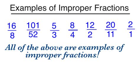 Improper fraction examples