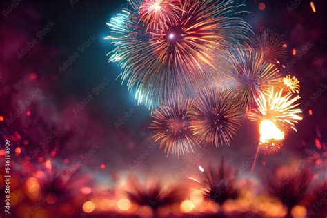 Abstract holiday celebration background. - Fireworks at New Year and ...