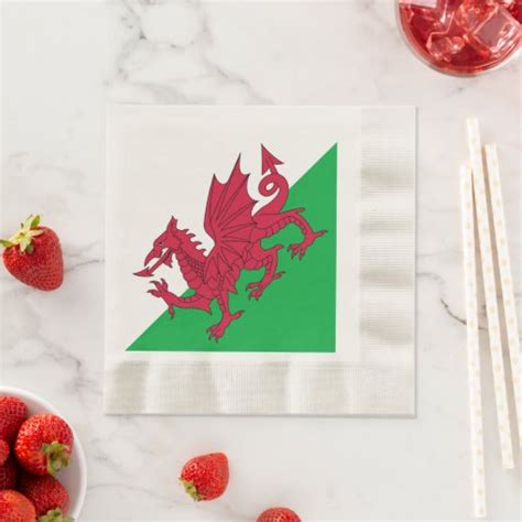 Y Ddraig Goch: Welsh Flag Coined Luncheon Napkins | Zazzle