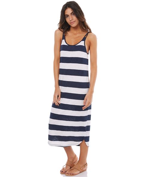 Roxy Womens Silver Supreme Striped Midi Tank Dress - Dress Blues Big ...