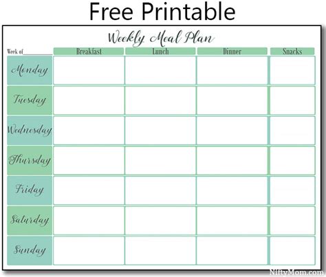 Printable Weekly Meal Plan