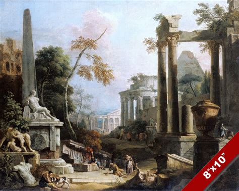 CLASSICAL ROMAN RUINS ANCIENT ROME LANDSCAPE PAINTING ART REAL CANVAS ...