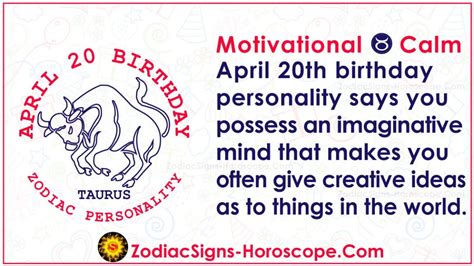 April 20 Zodiac (Taurus) Horoscope Birthday Personality and Lucky Things