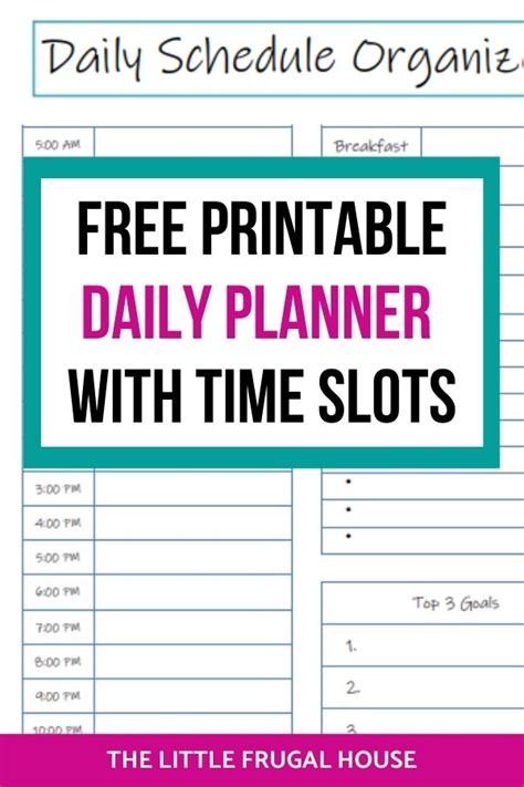 Free Printable Daily Planner with Time Slots - The Little Frugal House