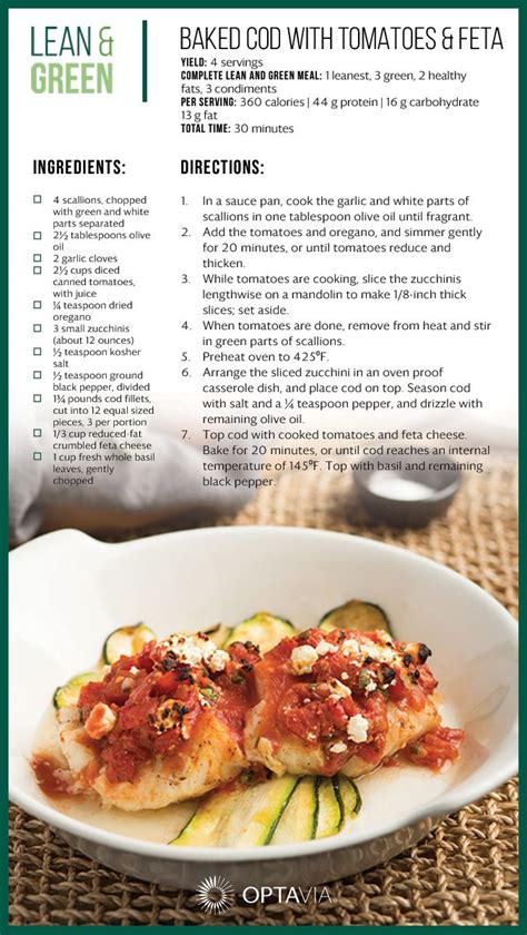 Baked Cod with Tomatoes & Feta | Lean protein meals, Lean and green meals, Greens recipe