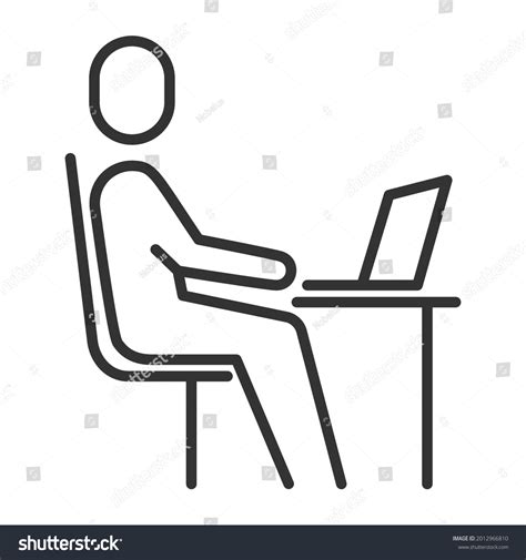 People Working On Computer Icon Person Stock Vector (Royalty Free ...