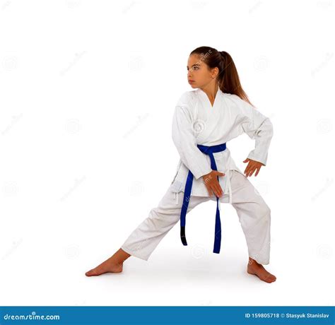 Little karateka girl stock photo. Image of blue, karateka - 159805718