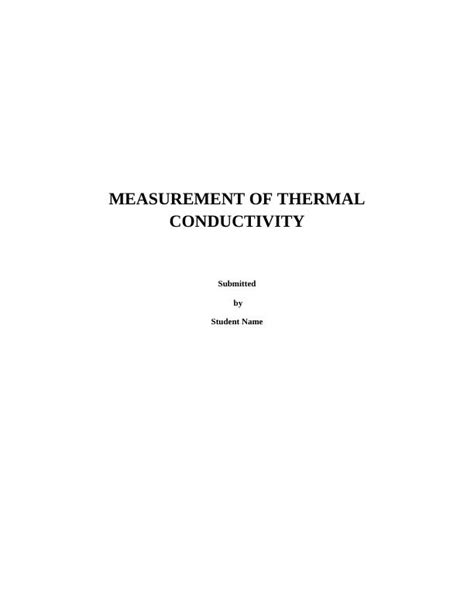 Measurement of Thermal Conductivity - Desklib