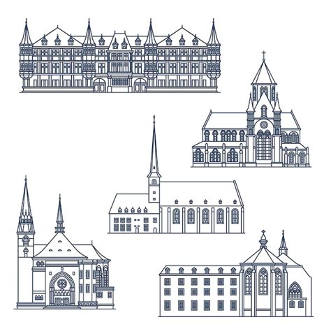 Premium Vector | Luxembourg landmarks architecture, sightseeing buildings