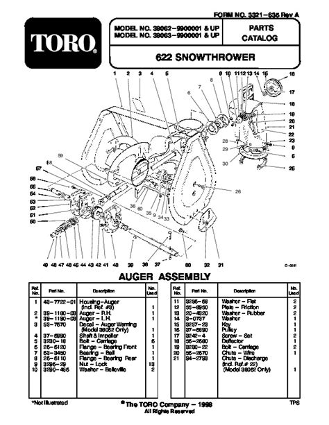 Toro 622 38062 Snow Blower Owners Manual 1999