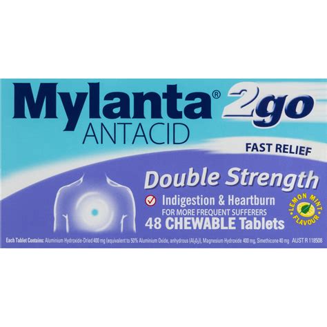 Mylanta 2go Antacid Double Strength 48 Tablets | BIG W