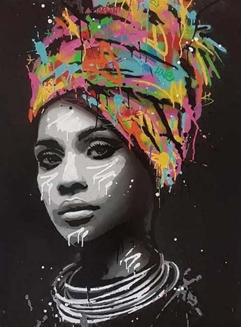 Woman in Black with Colorful Headwrap, Framed | Pop art canvas, Art pictures, Wall art pictures