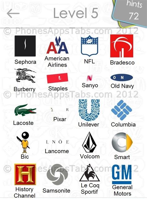 Logo Quiz Game Answers - Level 5 - Logos Game