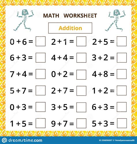 Math worksheet.Addition stock illustration. Illustration of drawing ...