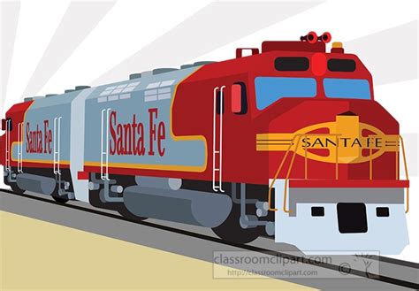 Train Clipart - santa-fe-train-engine-train-clipart - Classroom Clipart