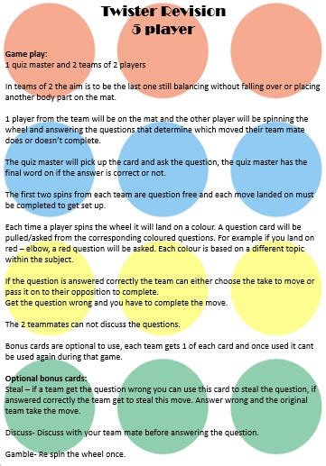 GCSE PE Revision Twister | Teaching Resources