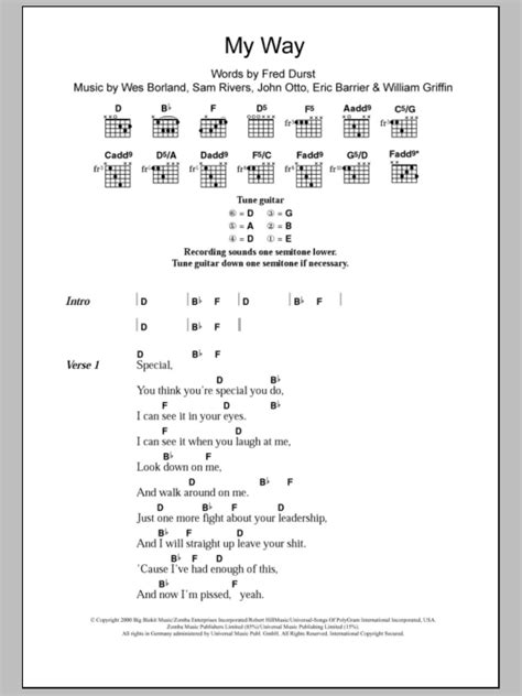 My Way by Limp Bizkit - Guitar Chords/Lyrics - Guitar Instructor