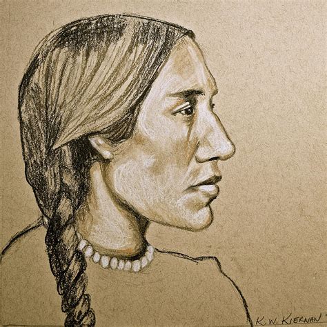 Portrait of a Native American Drawing by Kate Waters Kiernan