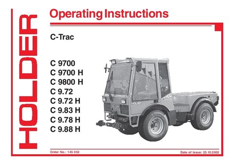 Holder Tractors Series C-Trac Workshop Repair Service Manual PDF Download - Service manual ...