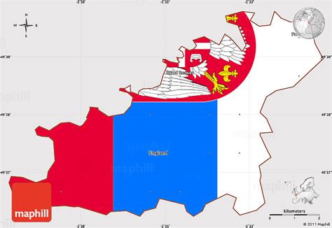 Flag Simple Map of Guernsey, flag aligned to the middle