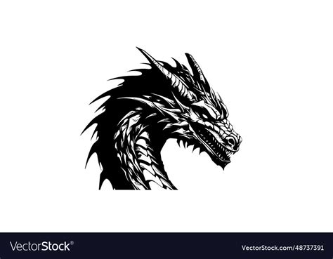 Graphic silhouette of black dragon isolated Vector Image