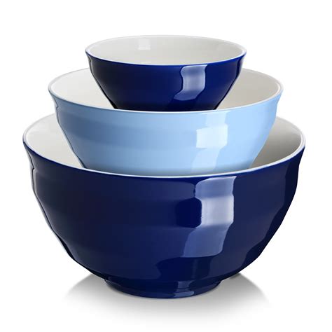 DOWAN Ceramic Mixing Bowls/Serving Bowl Set - 3 Packs, Nesting Bowls ...