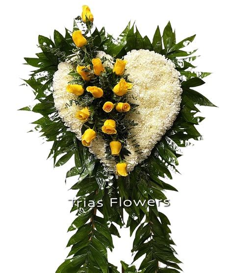 Funeral Heart - Yellow Roses | Miami (FL) Same-Day Sympathy Flowers | Trias Flowers