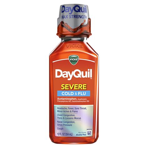 Vicks DayQuil Severe Cough Cold & Flu Relief Liquid, 12 fl oz - Walmart.com - Walmart.com