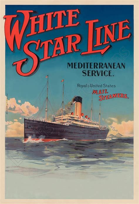 White Star Lines Mediterranean Service Vintage Travel Poster | Etsy