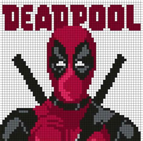 Deadpool | Pixel art, Cross stitch embroidery, Graph crochet