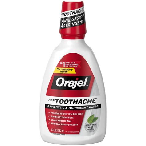 Orajel Toothache Rinse- 16 oz -Double Medicated Pain Relief – Mint Flavor- #1 Oral Pain Reliever ...