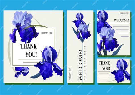 Premium Vector | A thank you card with blue flowers on it